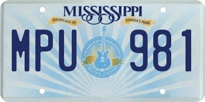 MS license plate MPU981