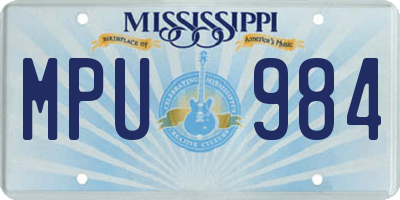 MS license plate MPU984