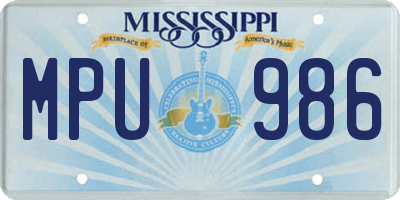 MS license plate MPU986