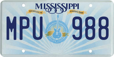 MS license plate MPU988