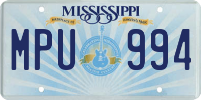 MS license plate MPU994