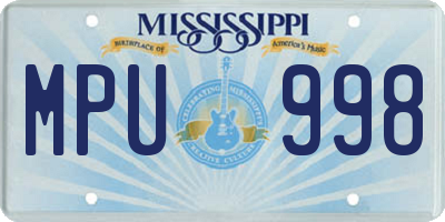 MS license plate MPU998