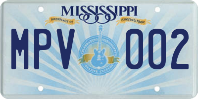 MS license plate MPV002