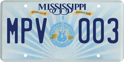 MS license plate MPV003