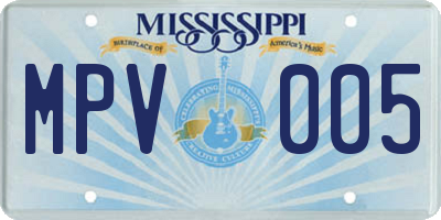 MS license plate MPV005