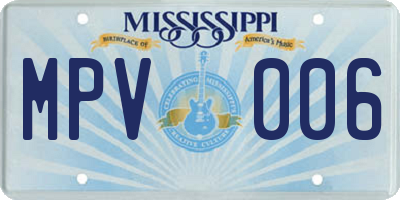 MS license plate MPV006