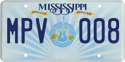 MS license plate MPV008