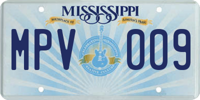 MS license plate MPV009