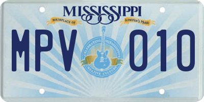 MS license plate MPV010