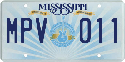 MS license plate MPV011