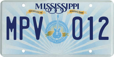 MS license plate MPV012