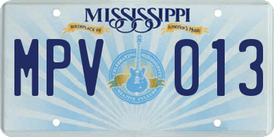 MS license plate MPV013