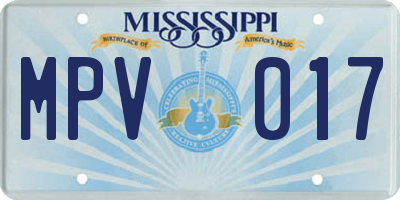 MS license plate MPV017