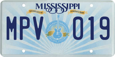 MS license plate MPV019