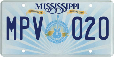 MS license plate MPV020