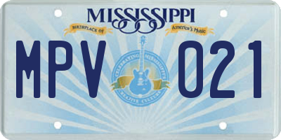 MS license plate MPV021