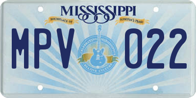 MS license plate MPV022