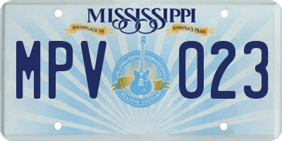 MS license plate MPV023