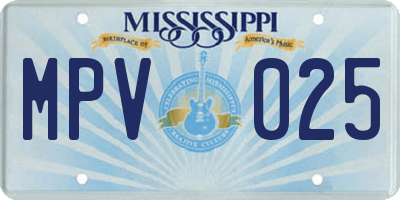 MS license plate MPV025