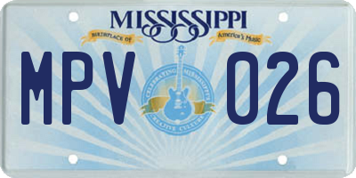 MS license plate MPV026
