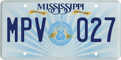 MS license plate MPV027
