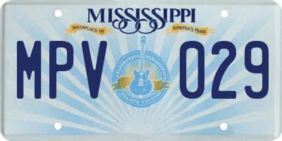 MS license plate MPV029