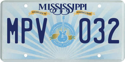 MS license plate MPV032