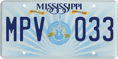 MS license plate MPV033