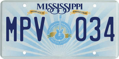 MS license plate MPV034