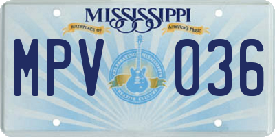 MS license plate MPV036