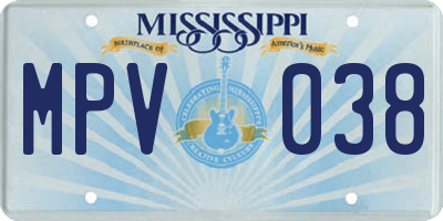 MS license plate MPV038