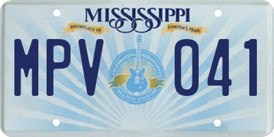 MS license plate MPV041