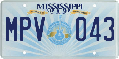 MS license plate MPV043
