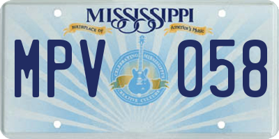 MS license plate MPV058
