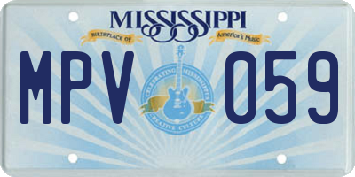 MS license plate MPV059