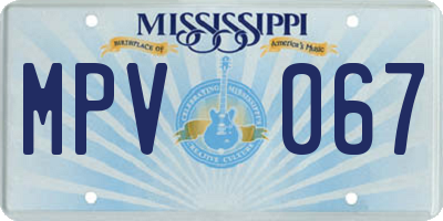 MS license plate MPV067