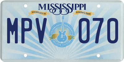 MS license plate MPV070