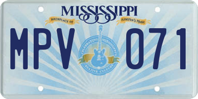 MS license plate MPV071