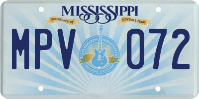 MS license plate MPV072