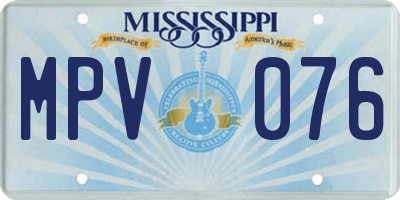 MS license plate MPV076