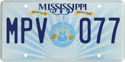 MS license plate MPV077