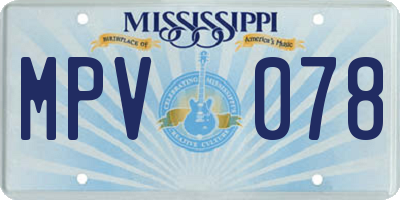MS license plate MPV078