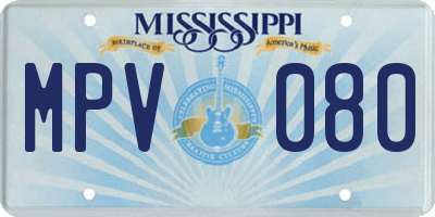 MS license plate MPV080