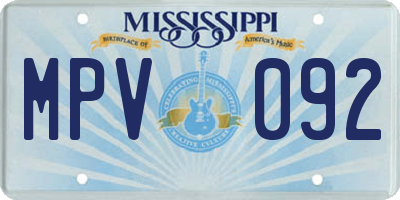 MS license plate MPV092