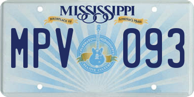 MS license plate MPV093