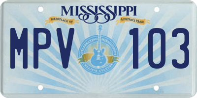 MS license plate MPV103