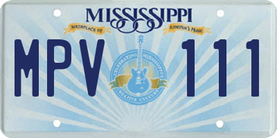 MS license plate MPV111