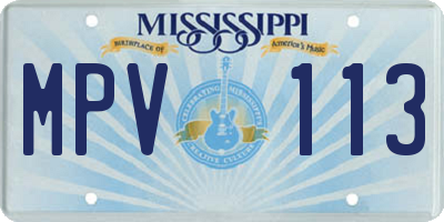 MS license plate MPV113
