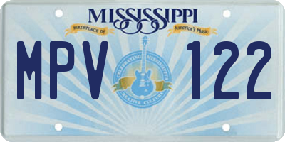 MS license plate MPV122