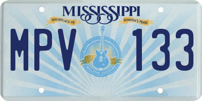 MS license plate MPV133